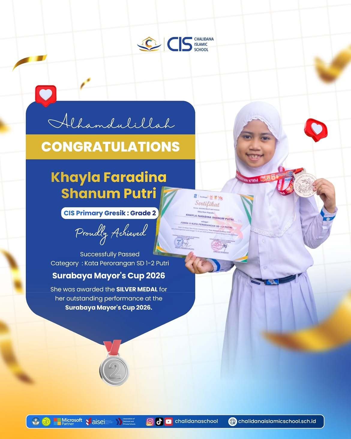 Outstanding Achievement! Khayla Faradina Shanum Putri Wins Silver Medal in Karate at Surabaya Mayor's Cup 2026