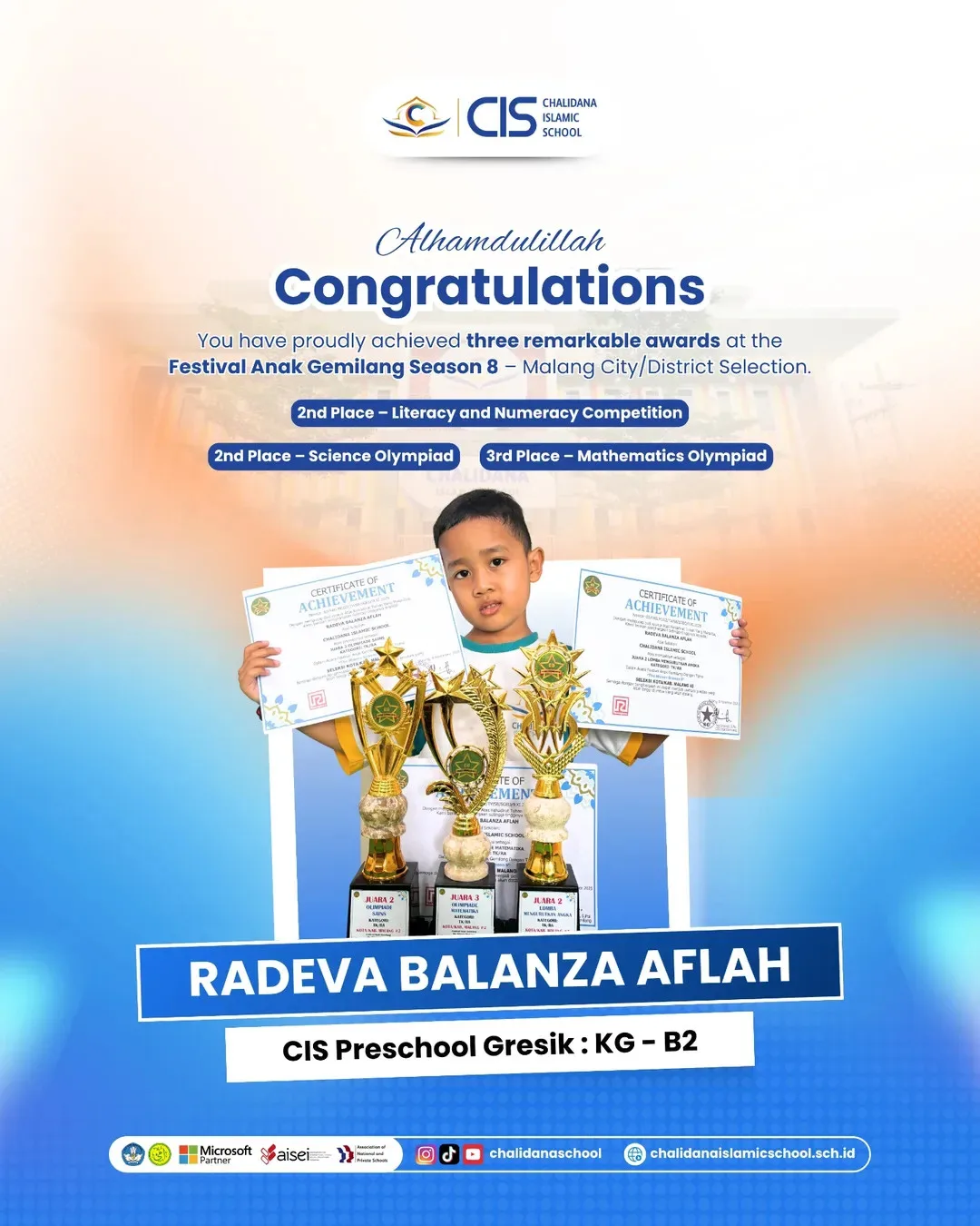 CIS Preschool Student Shines at Festival Anak Gemilang Season 8 – Malang Selection!