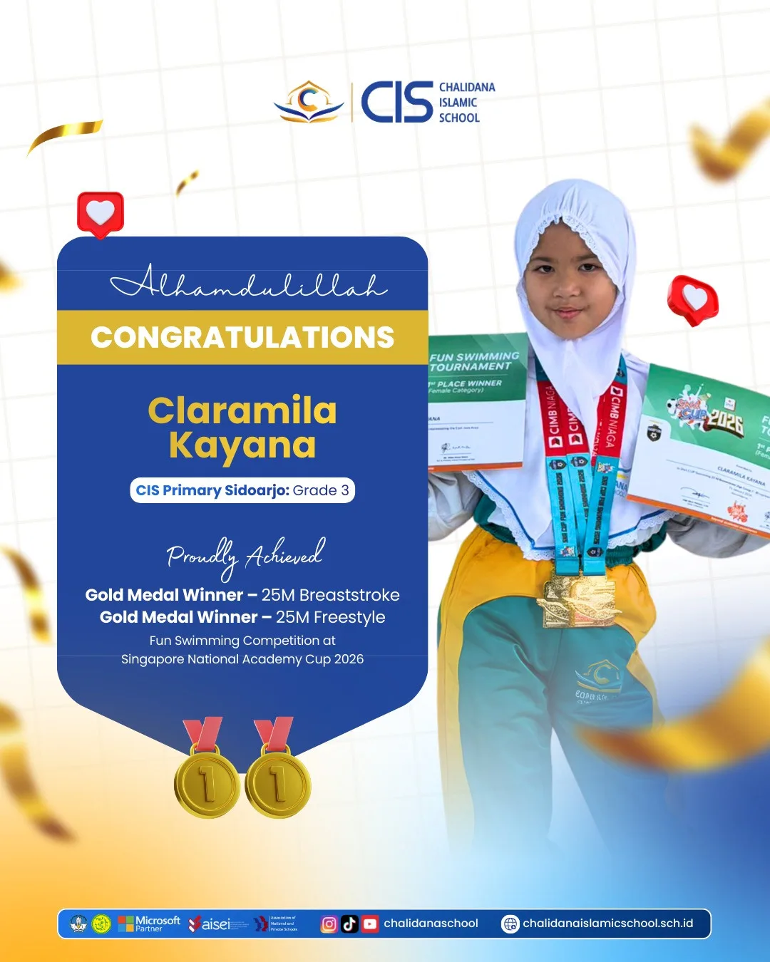 CIS Primary Sidoarjo Student Wins Two Gold Medals at Singapore National Academy Cup 2026