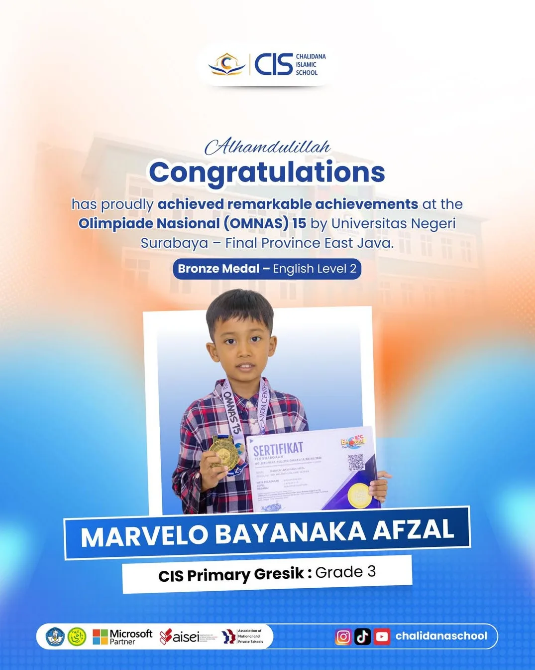 Proud Achievement at OMNAS 15, Bronze Medalist – English Level 2