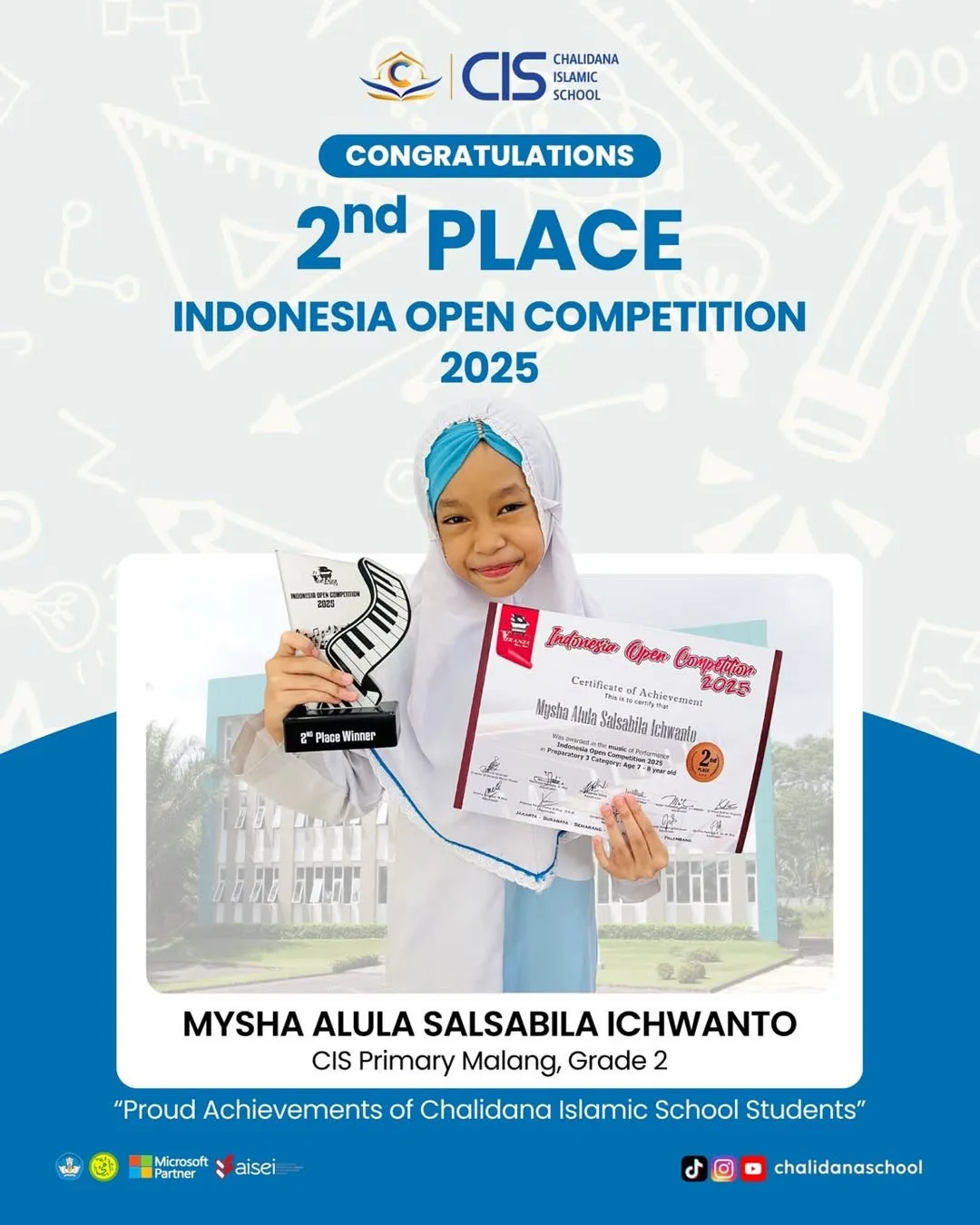 Congratulations to Mysha Alula Salsabila Ichwanto for Winning 2nd Place at the Indonesia Open Piano Competition 2025